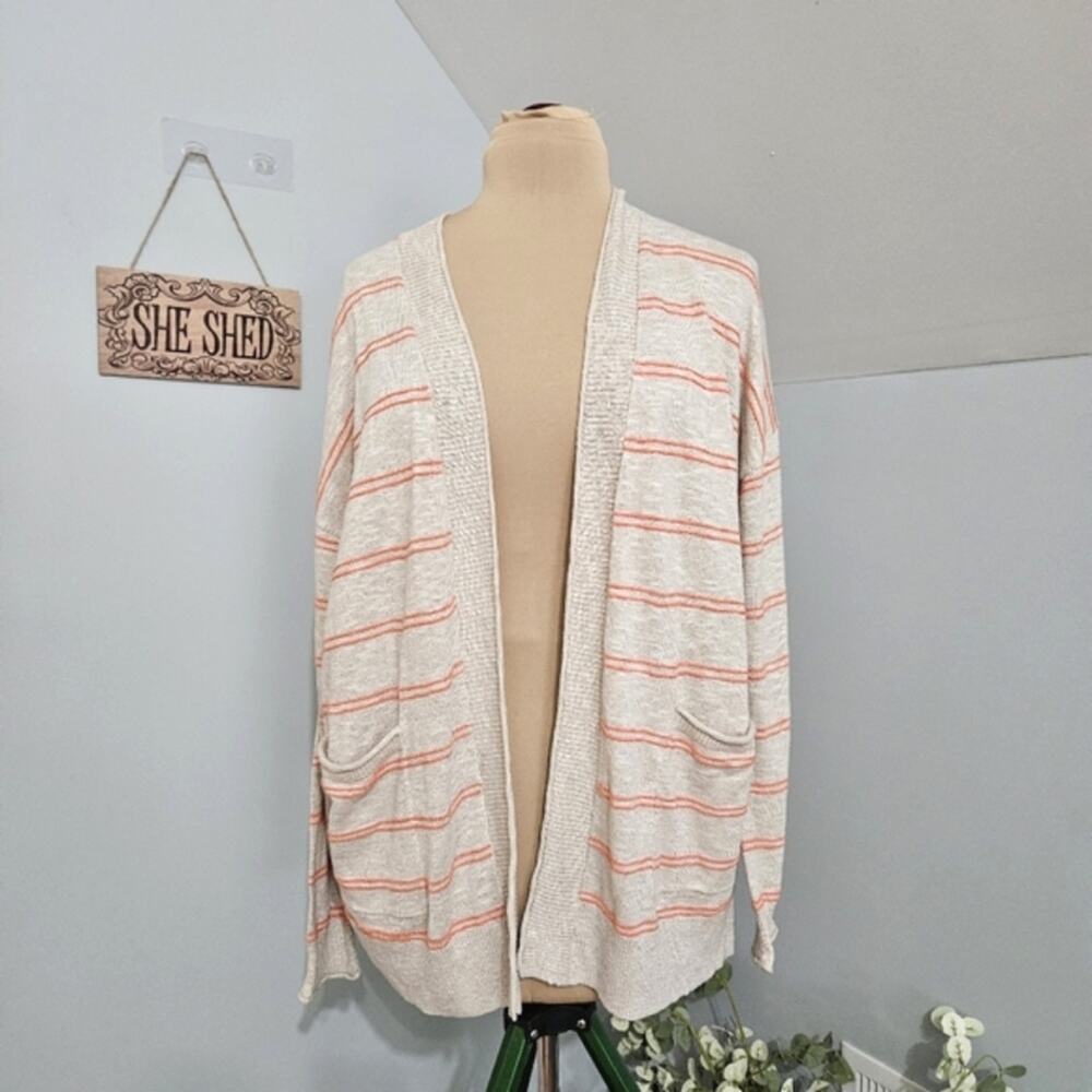 Madewell Bradley Cardigan Sweater Neon Textured Stripes Pocket Large Long Sleeve - Picture 4 of 16